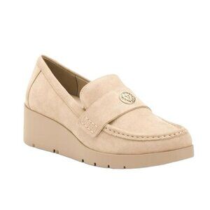 Anne Klein Womens Tan Suede Qfelia Slip On Wedge Loafers Sz 10 M New